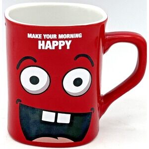 Vtg Nescafé Ceramic Face Mug Cup Red Happy Funny Coffee Arabic Taiwan 9 Fl Oz